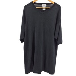 KingSize Mens 2XL Tall Black V-Neck Short Sleeve Spunsilk‎ Cotton Blend Shirt